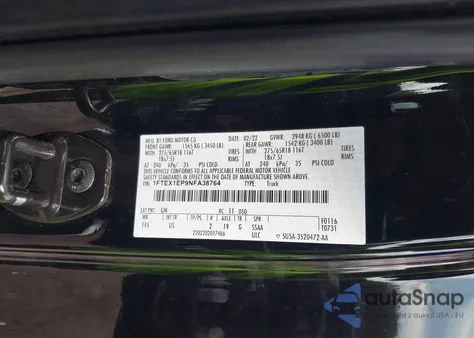 2022 Ford F-150 Xlt z USA, uszkodzony, nr VIN 1FTEX1EP9NFA38764